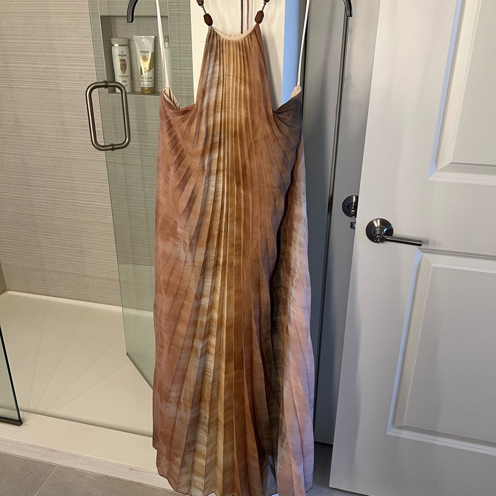 Zara Brown Pleated Dress